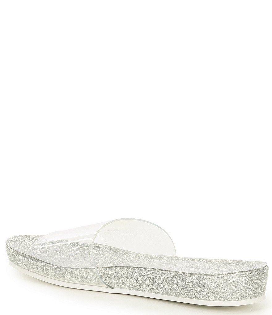 Gianni Bini Summatime Clear Vinyl Banded Wedge Pool Slides