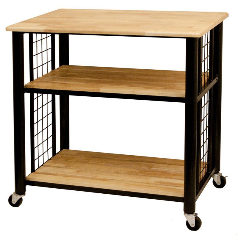 Wood Contemporary Kitchen Cart in Black - Catskill Craftsmen