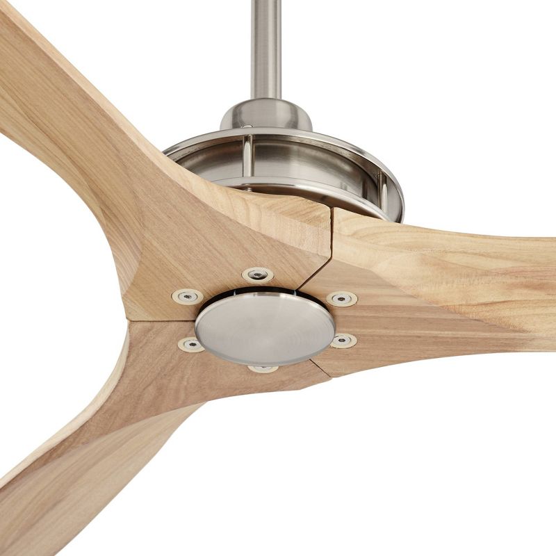 52" Casa Vieja Modern Rustic 3 Blade Ceiling Fan with Remote Brushed Nickel Natural Wood House Bedroom Living Room Home Kitchen