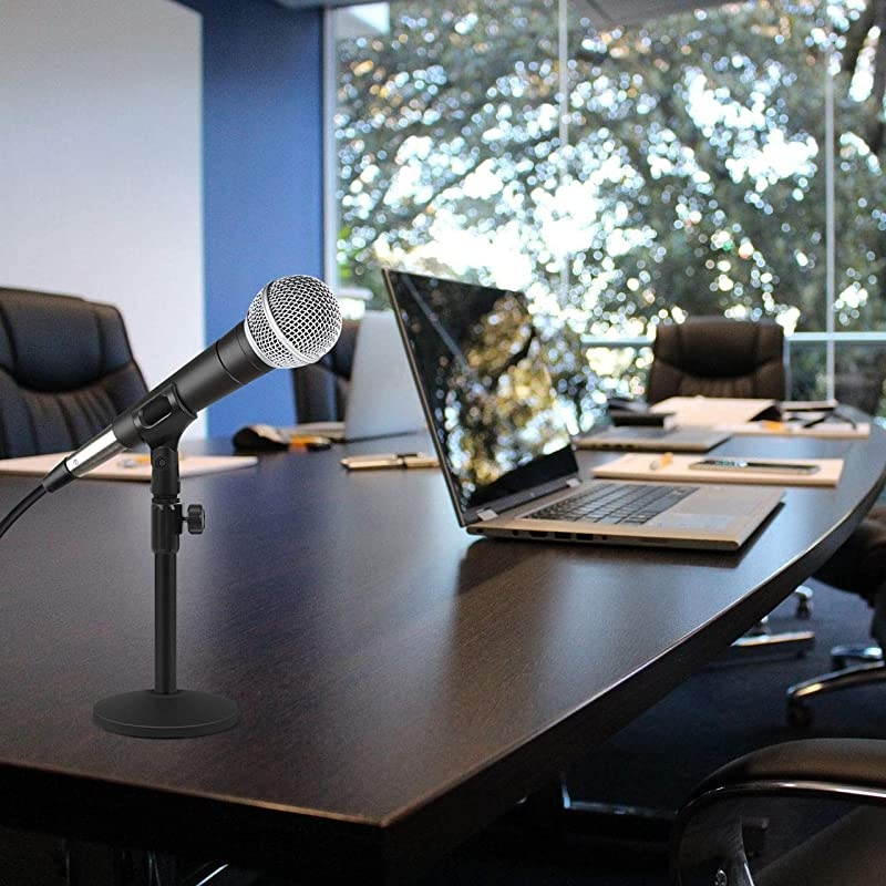 Desktop Microphone Stand Upgraded Adjustable Table Mic Stand with Mic Clip and 58 Male to 38 Female Screw for Blue Yeti Snowball Spark Other Microphone