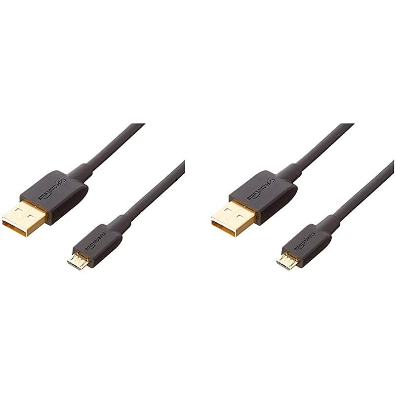 USB 20 AMale to Micro B Charger Cable 2 Pack 3 feet Black