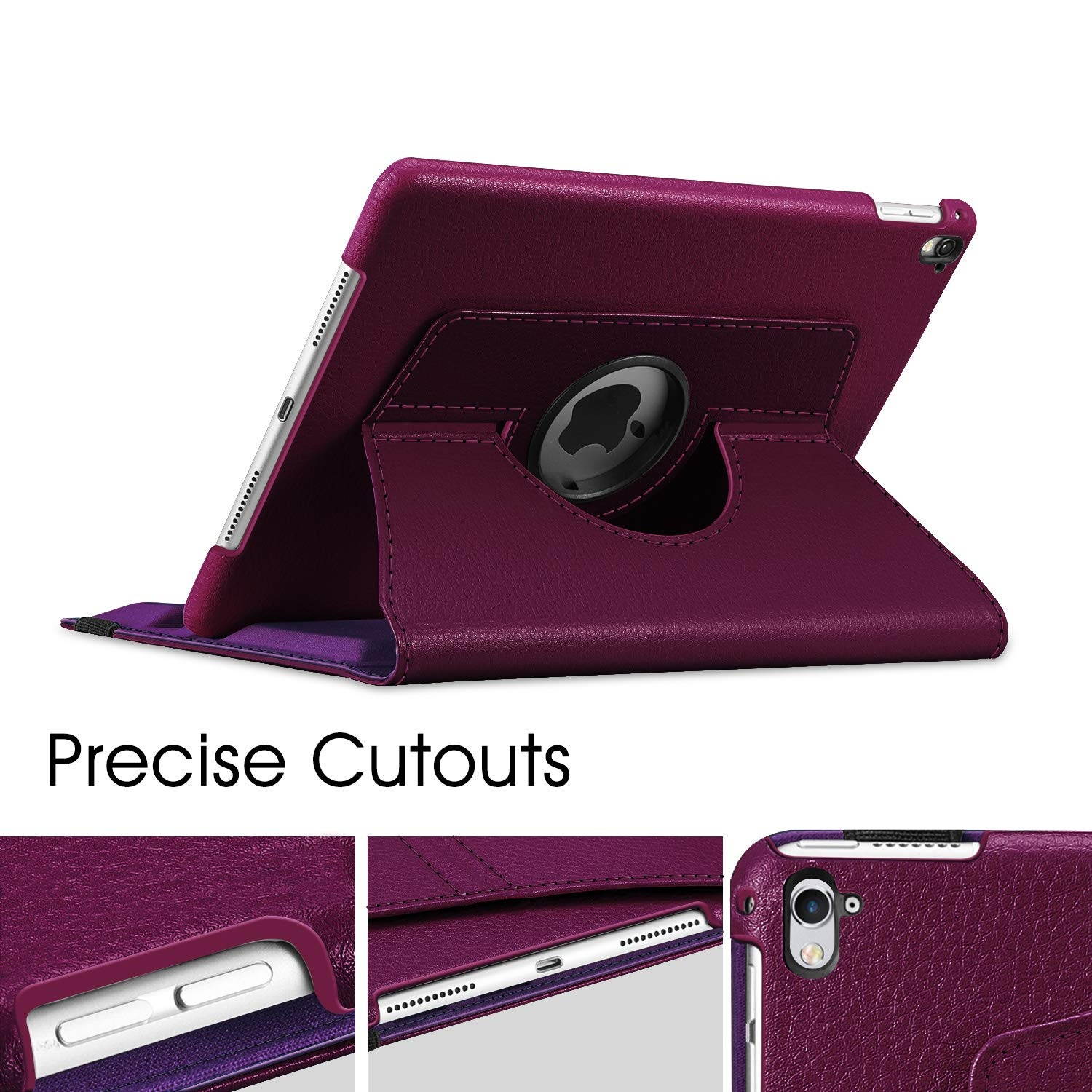 Fintie Case for iPad Pro 9.7-360 Degree Rotating Stand Protective Cover with Smart Stand Cover Auto Sleep/Wake Feature for iPad Pro 9.7 Inch (2016 Version), Purple