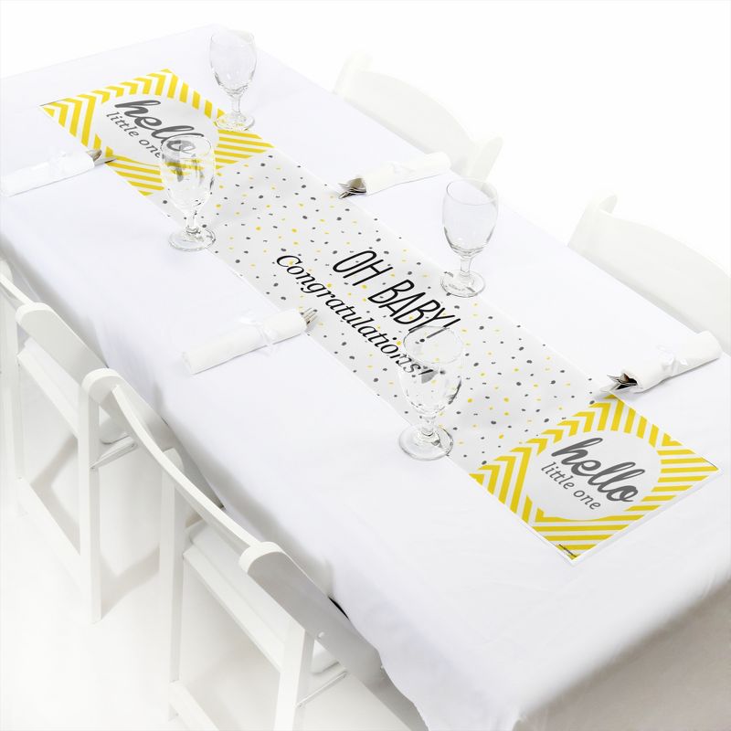 Big Dot of Happiness Hello Little One - Yellow and Gray - Neutral Baby Shower Decorations Party Banner