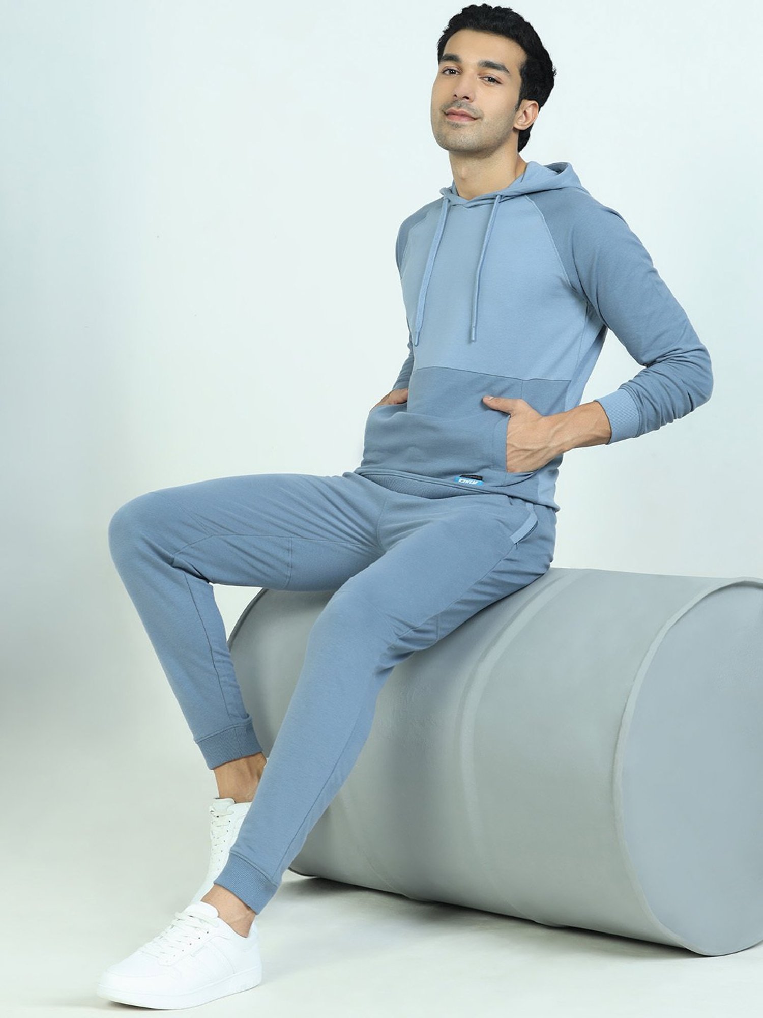 XYXX Ice Blue Regular Fit Hooded Sweatshirt