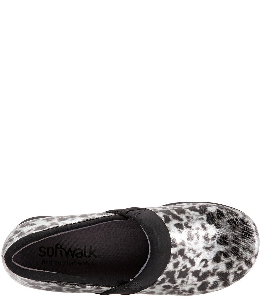 SoftWalk Meredith Sport Leopard Print Leather Slip-On Clogs
