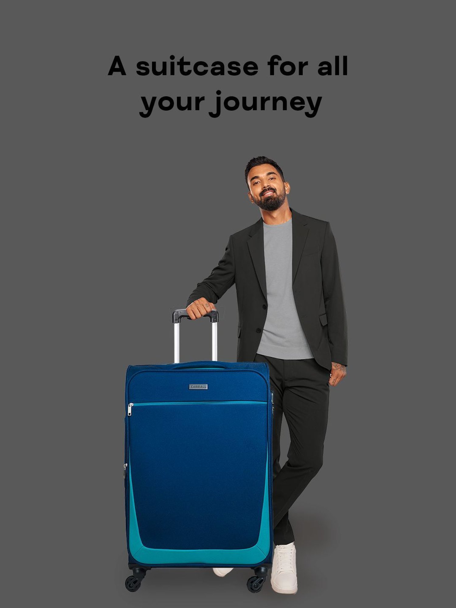 Carriall Navy 4 Wheel Small Soft Cabin Trolley - 36 cm