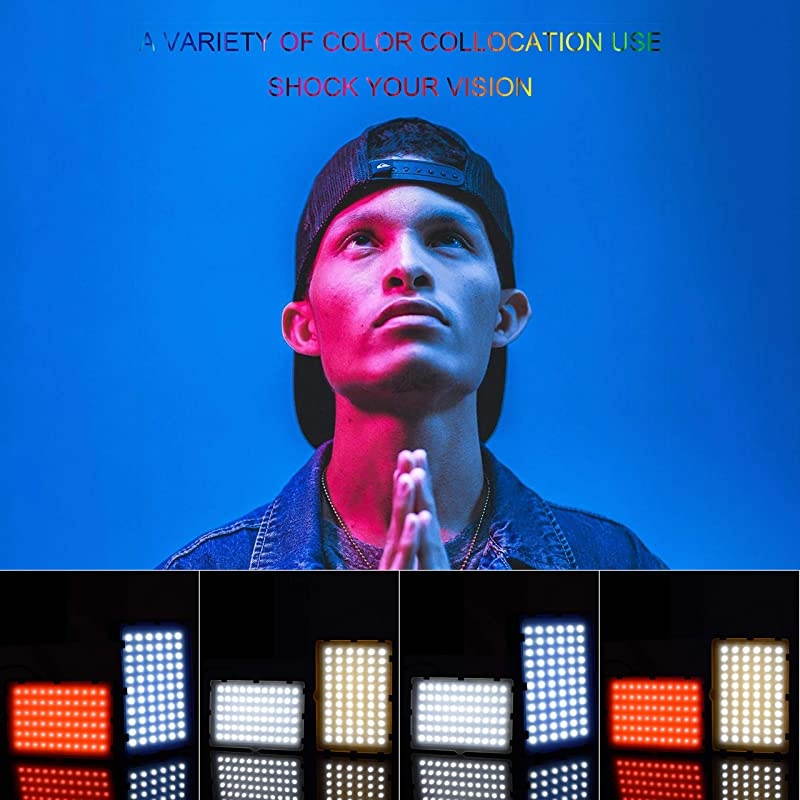 LED Video Light 11 Brightness/4 Color Filters Dimmable Photography Continuous Table Top Lighting, Adjustable Tripod Stand, USB Portable Fill Light for Photo Studio Shooting