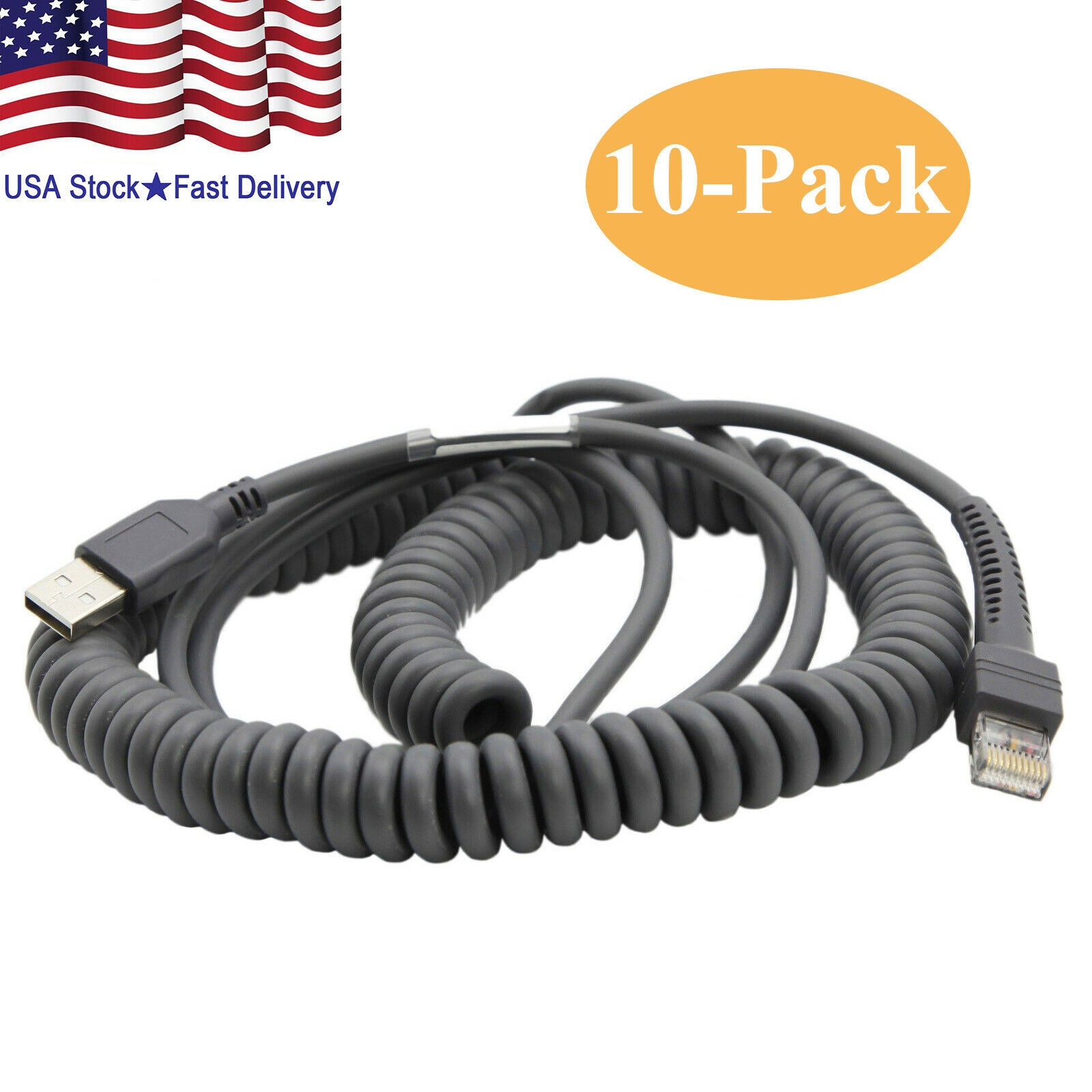 Lot 10 USB Cable 15ft for Symbol Barcode Scanner ls2208 ls4208 CBA-U09-C15ZAR