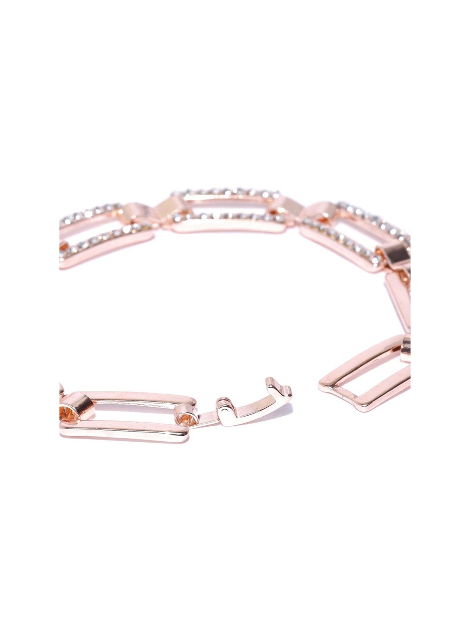 YouBella Rose Gold -Plated Stone-Studded Link Classic Bracelet