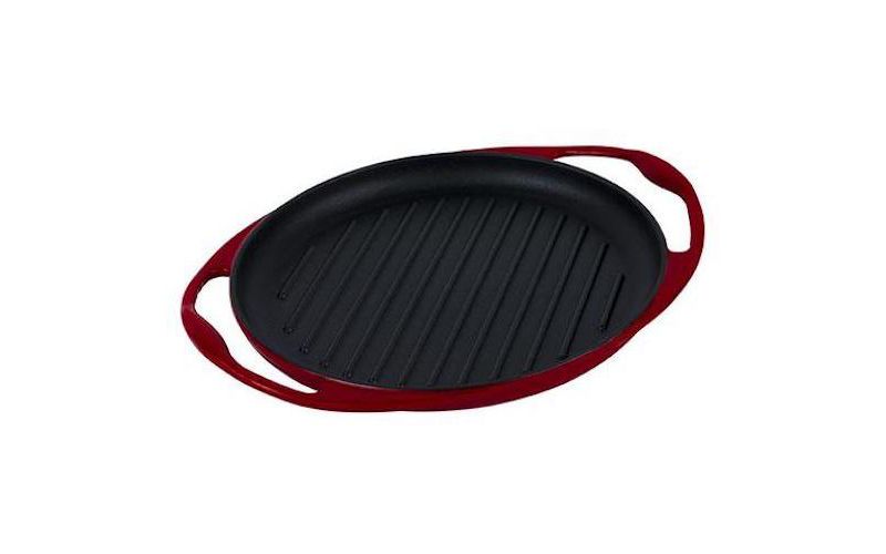 Cuisine & Company 10" Enameled Cast Iron Round Grill Pan Red