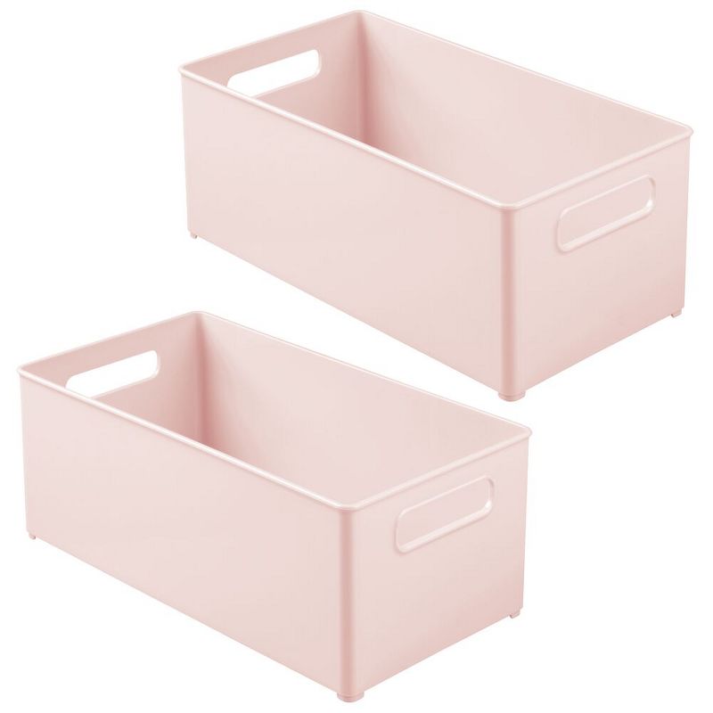 mDesign Plastic Storage Organizer Bin for Kids Supplies, 14.5" L, 2 Pack - Pink
