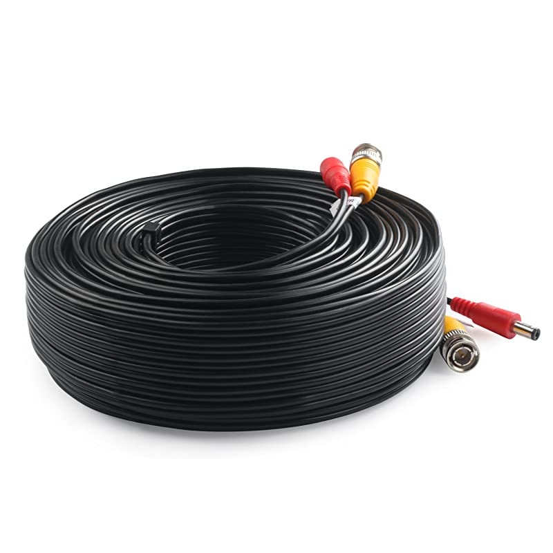 BNC Video Power Cable 2 Pack 200 Feet PreMade AllinOne Video Security Camera Cable Wire with Four Connectors for CCTV DVR Surveillance System