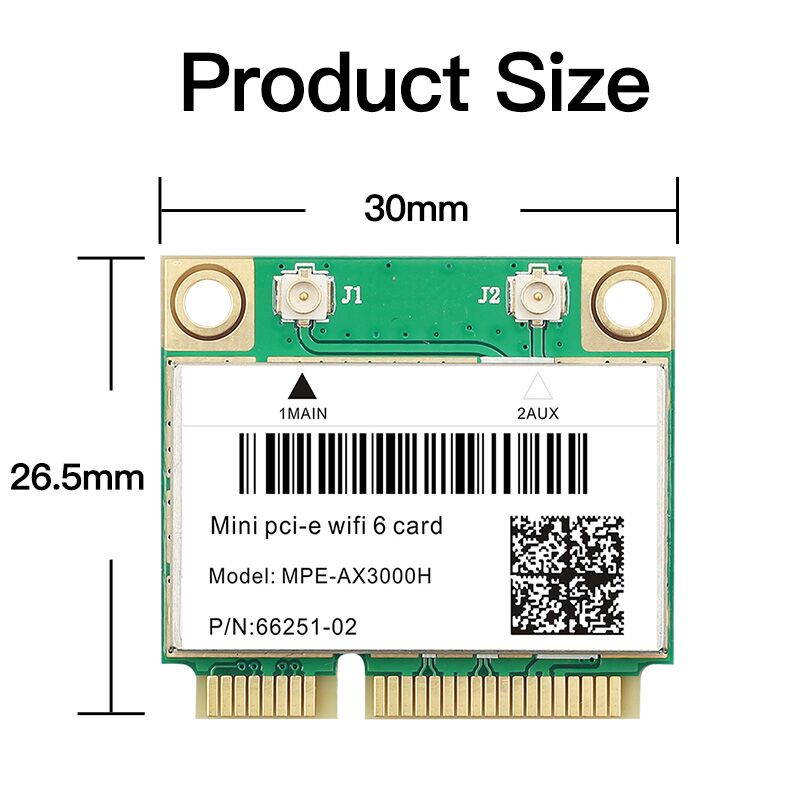 Plugadget Mini PCI-E AX3000 Wi-Fi 6 Wireless Adapter Dual Band 2974Mbps Bluetooth 5.0 Wifi Card 802.11ax/ac 160Mhz 2.4G/5G Wlan Windows10