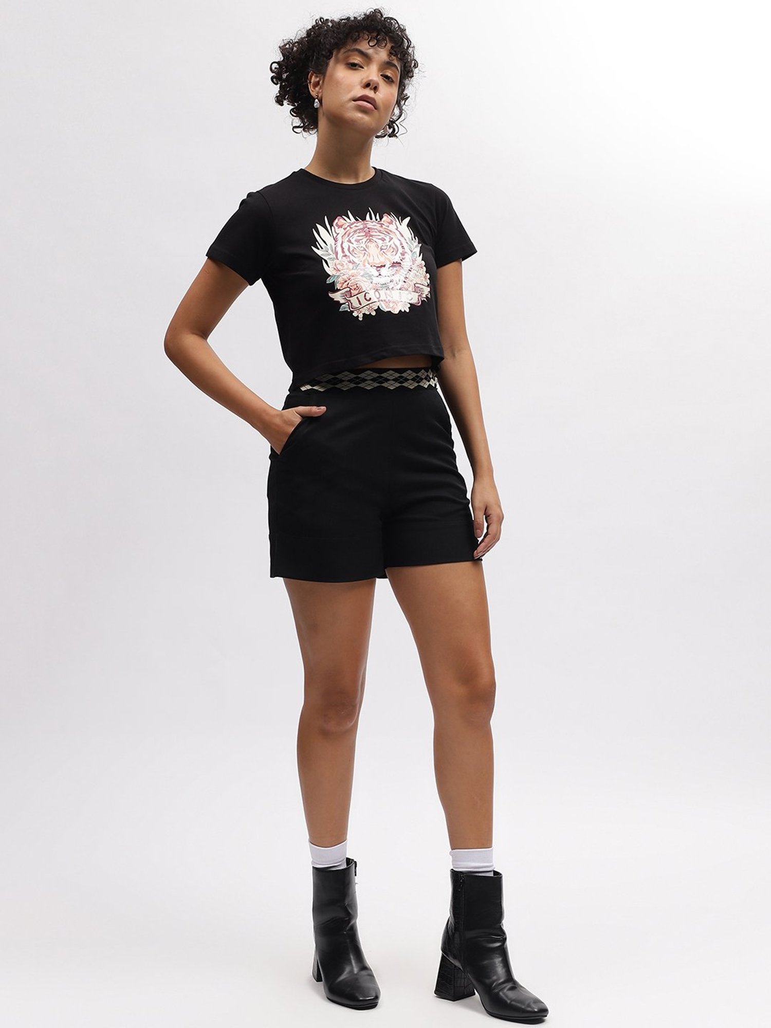 Iconic Women Solid Regular Fit Polyester Shorts