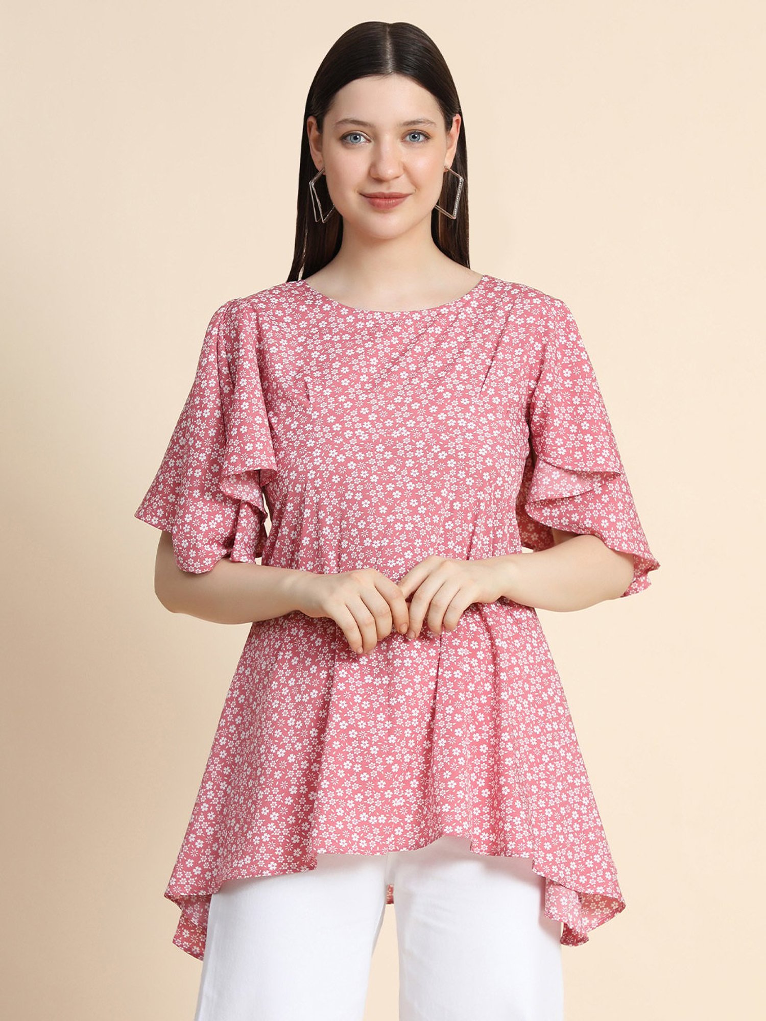 KERI PERRY Pink Floral Print Top