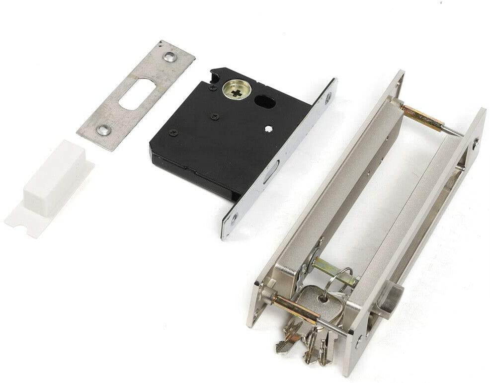 TFCFL Generic Recessed Sliding Pocket Privacy Lock Door Latch Brushed Nickel Pull Handles Lock