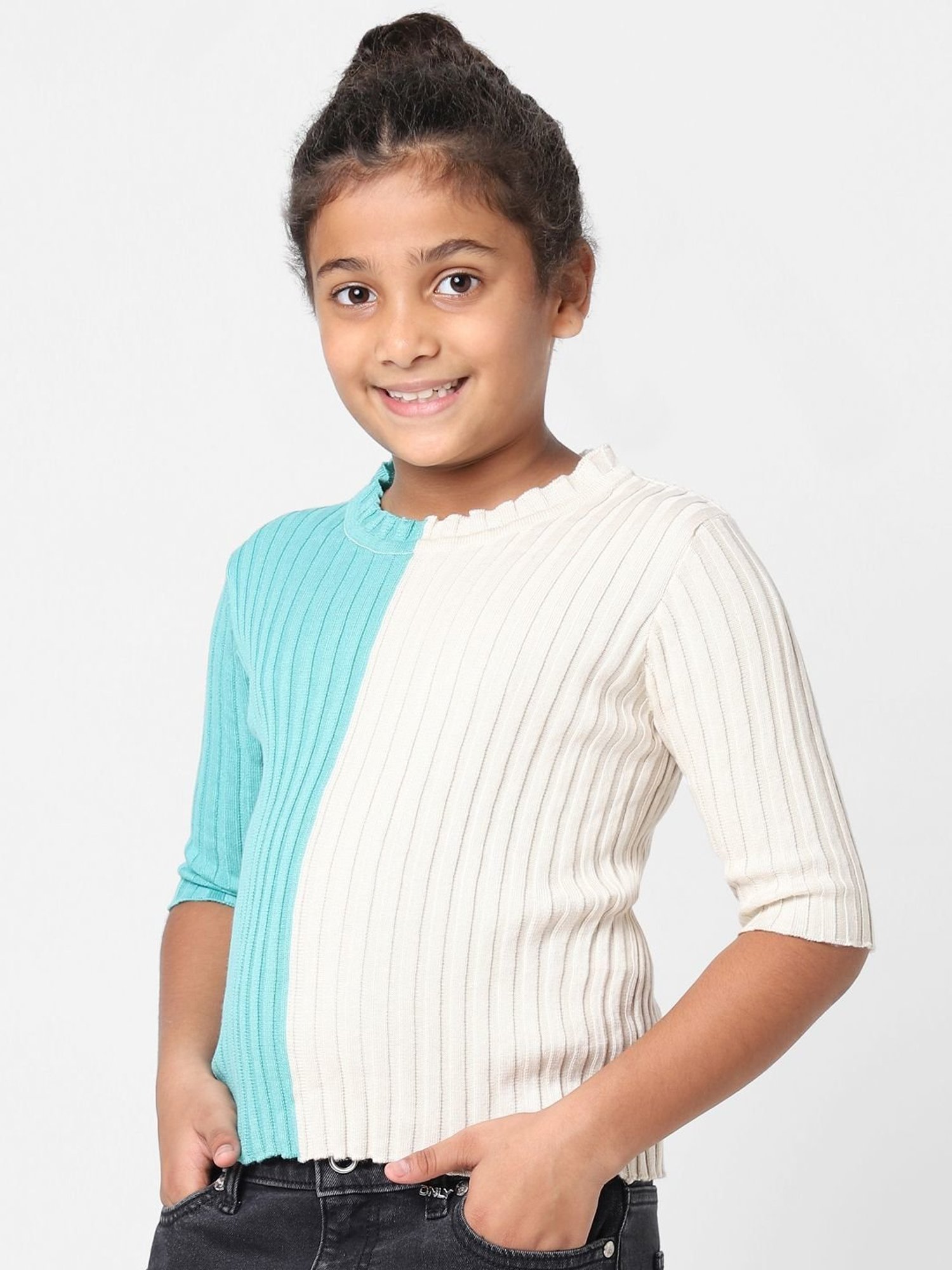 KIDS ONLY Kids White & Blue Color Block Top