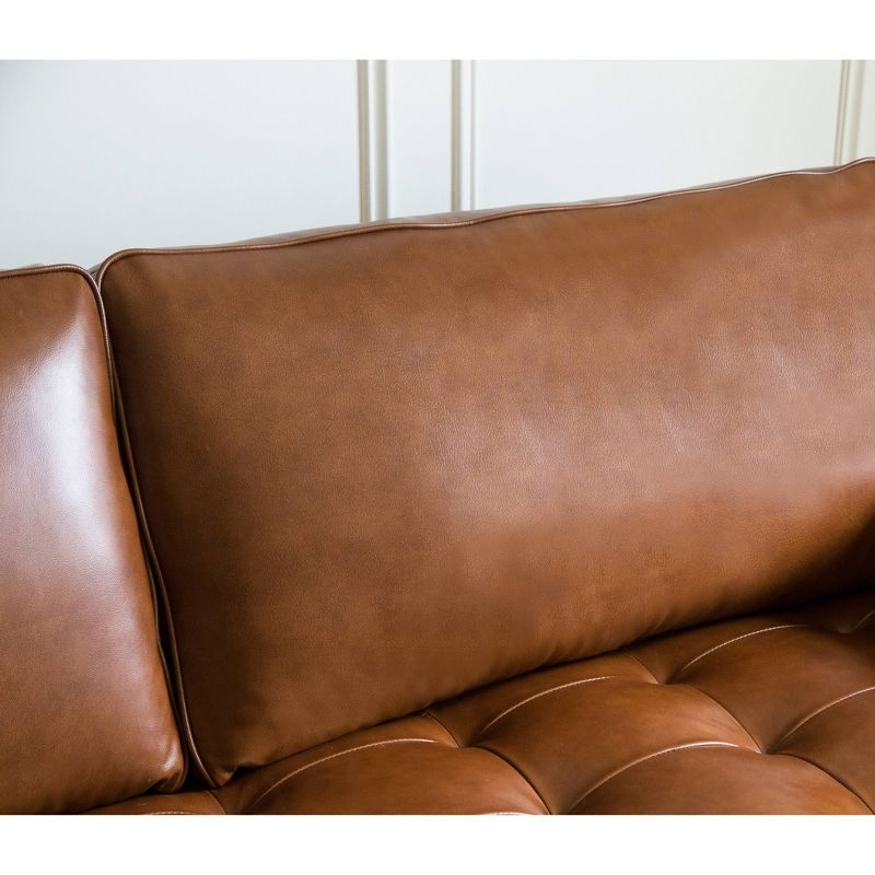 2pc Calvin Mid Century Top Grain Leather Sofa & Armchair Set Camel - Abbyson Living