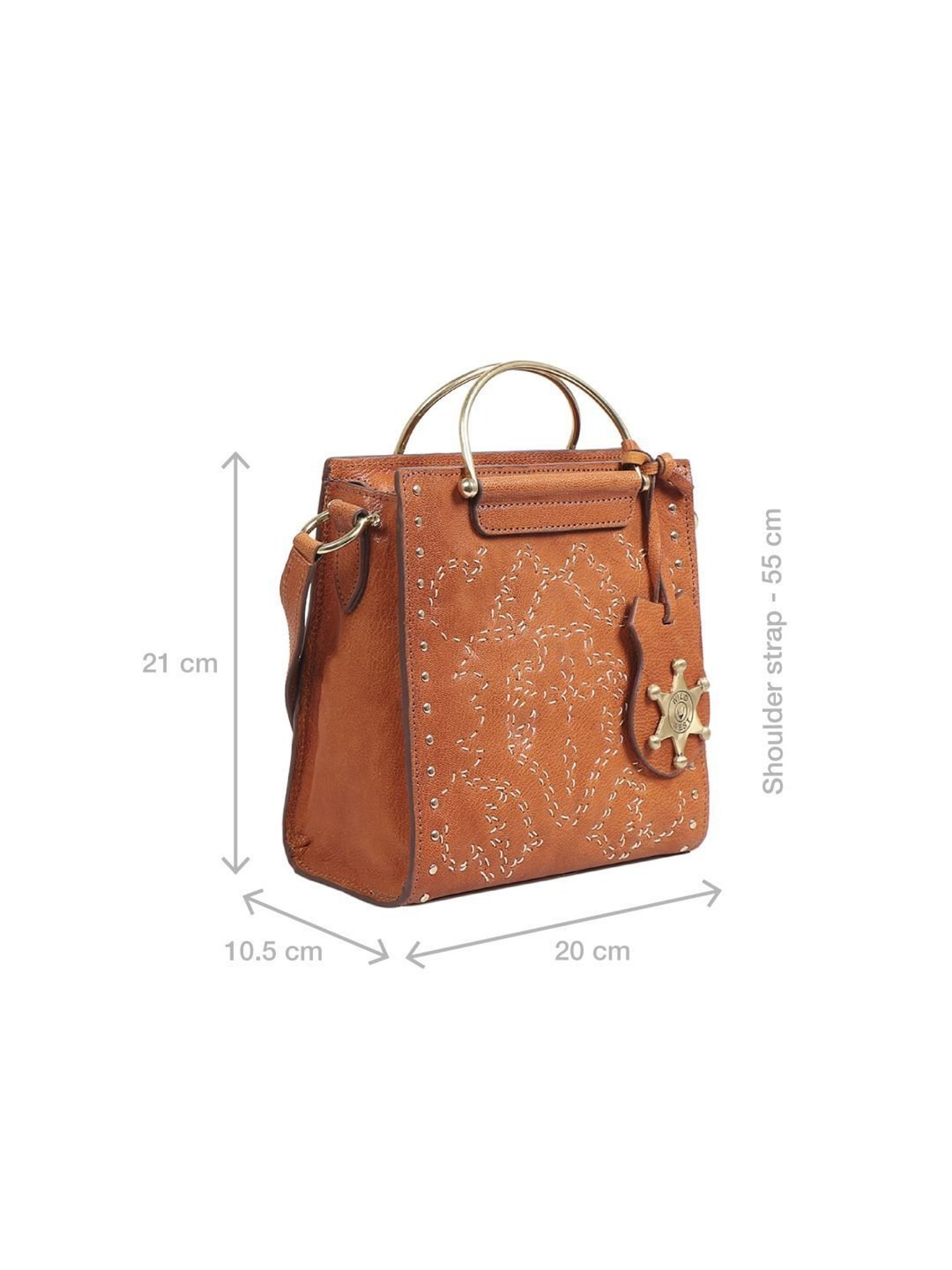 Hidesign Orange Textured Medium Handbag