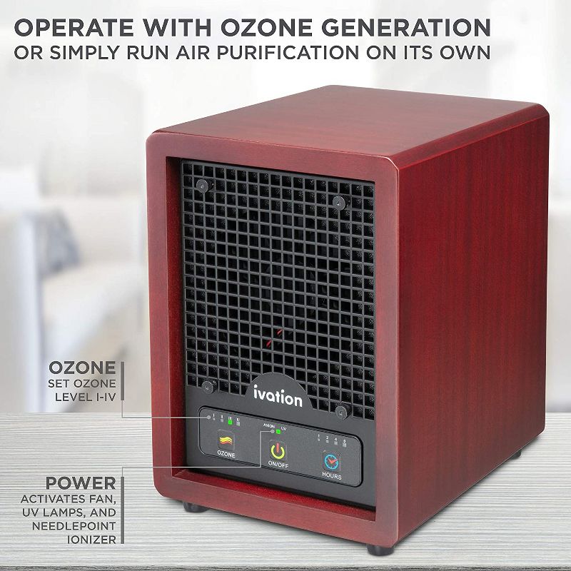 Ivation 5-in-1 Air Purifier & Ozone Generator for up to 3,500 Sq/Ft, Ionizer & Deodorizer- Included 2 UV Lights, Photo-Catalytic & Carbon Filters