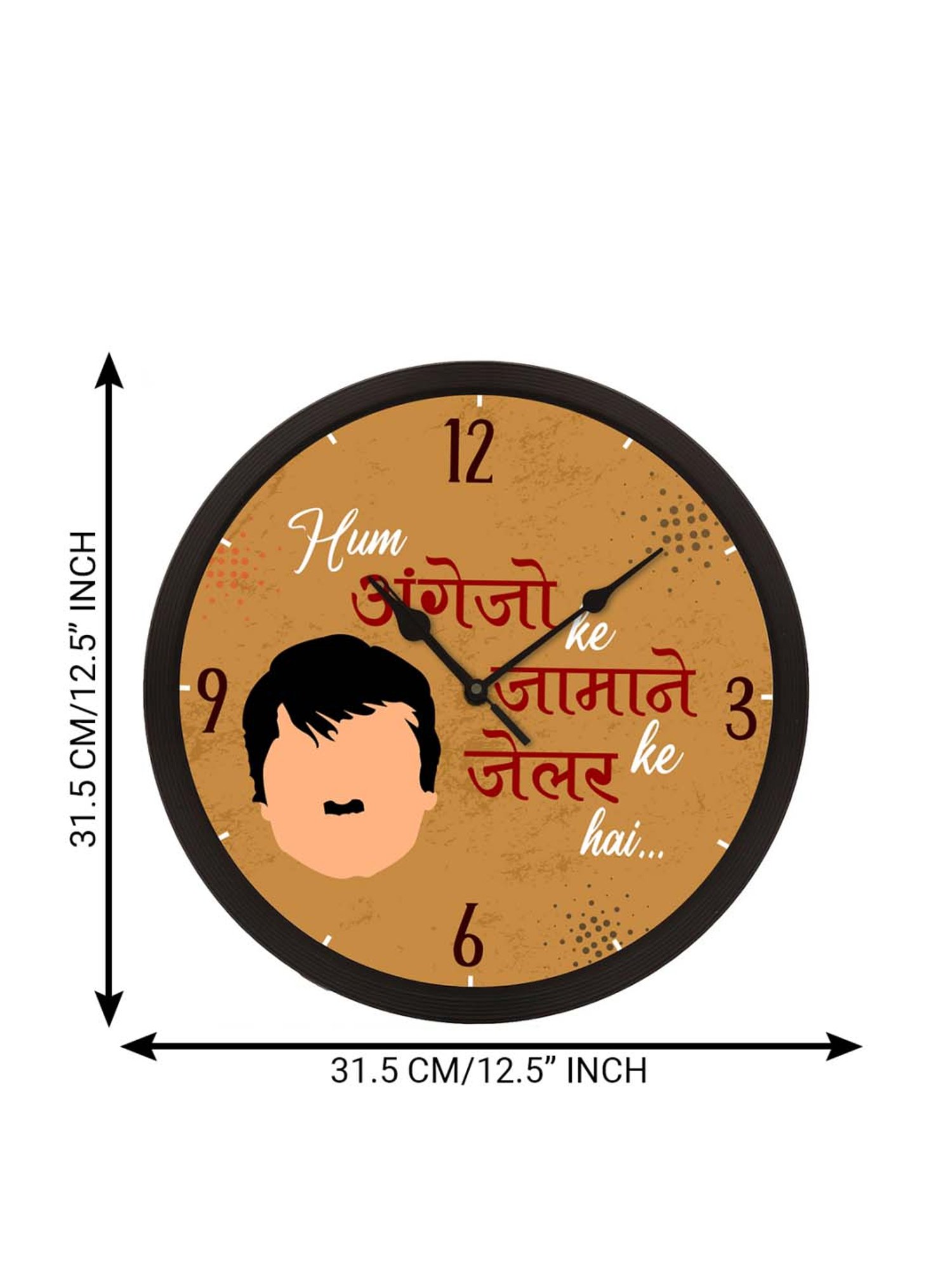 eCraftIndia 'Hum Angrezo K Jamane K Jelar Hai' Designer Round Analog Black Wall Clock