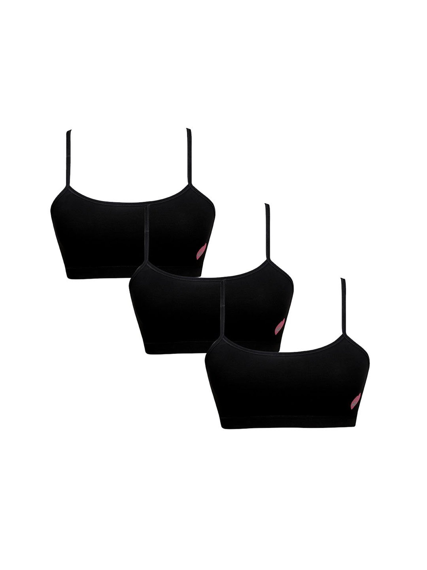 Punkster Kids Solid Black Bra (Pack Of 3)