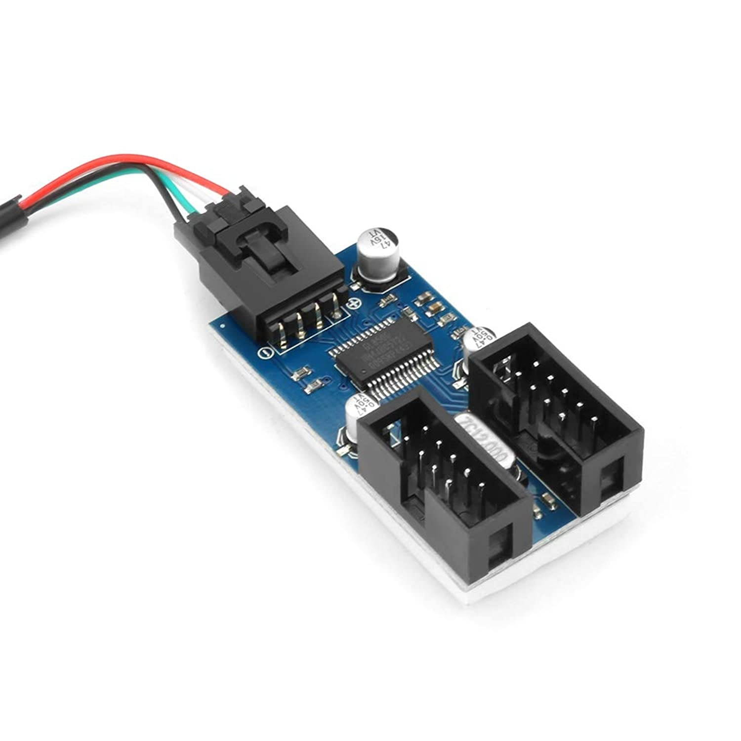 Rocketek Motherboard 9 pin Header Male 1 to 2 Female Extension Splitter Cable Desktop 9-Pin USB 2.0 HUB Connector Adapter for Port Multiplier