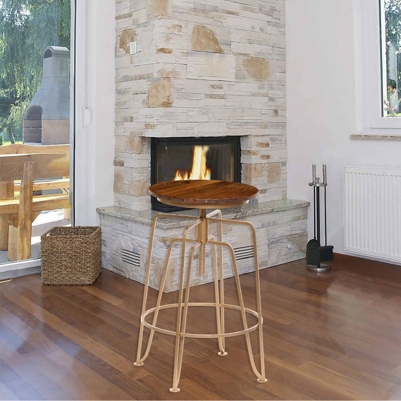 Holman Adjustable Counter Height Barstool Elm/Gold - Carolina Chair & Table