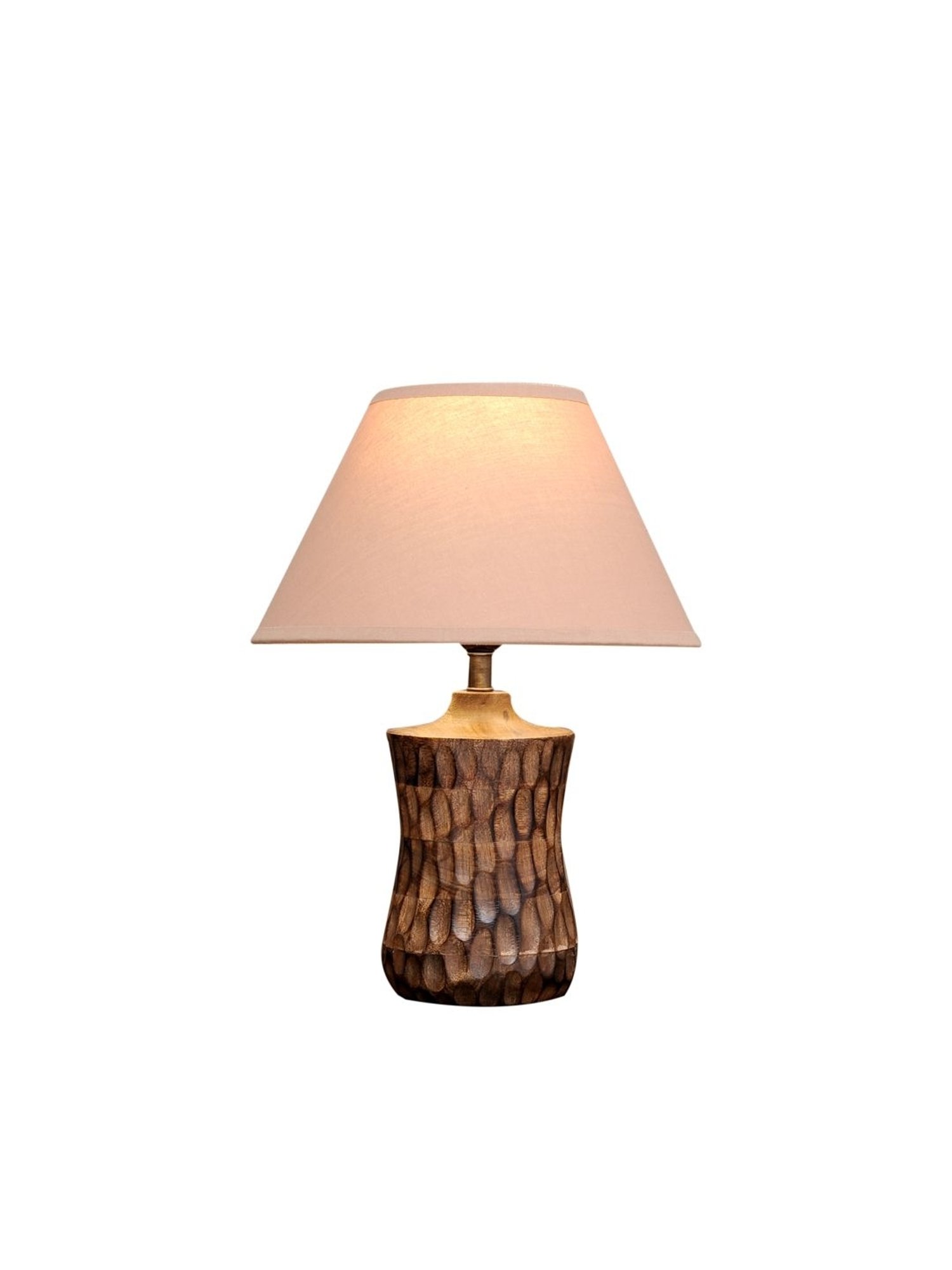 Kapoor Lamp Shades Brown & Pink Wood Emmett Carved Table Lamp