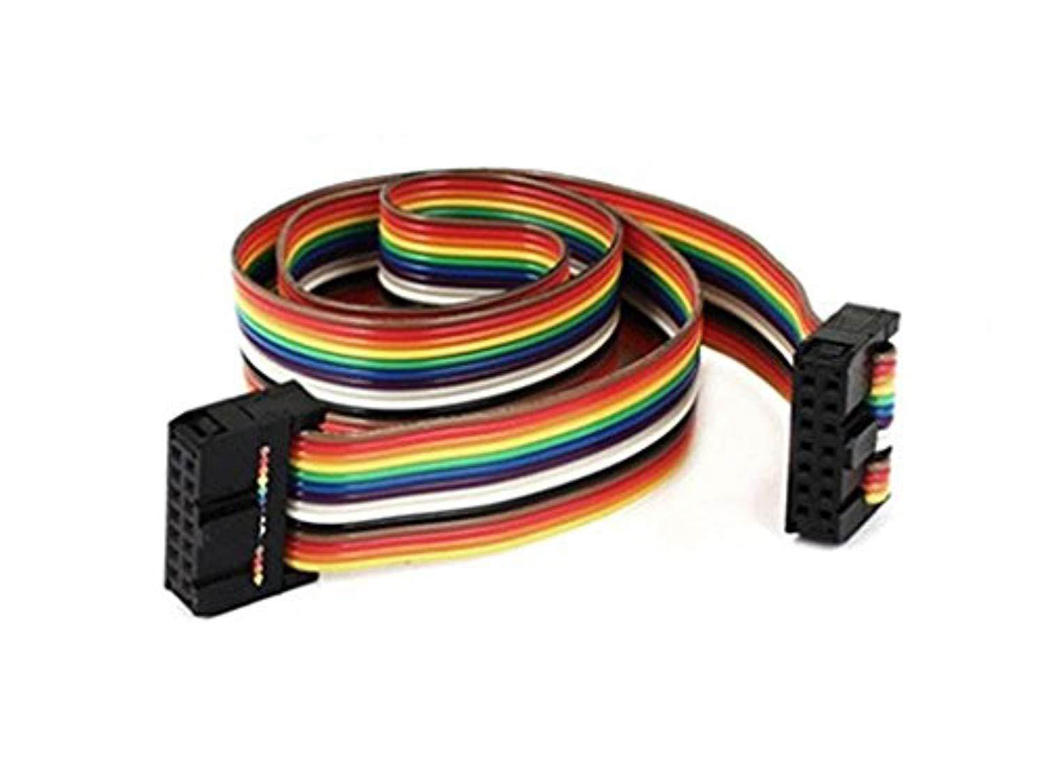 1.4ft 14 pin 14 way f/f connector idc flat rainbow ribbon cable 3pcs