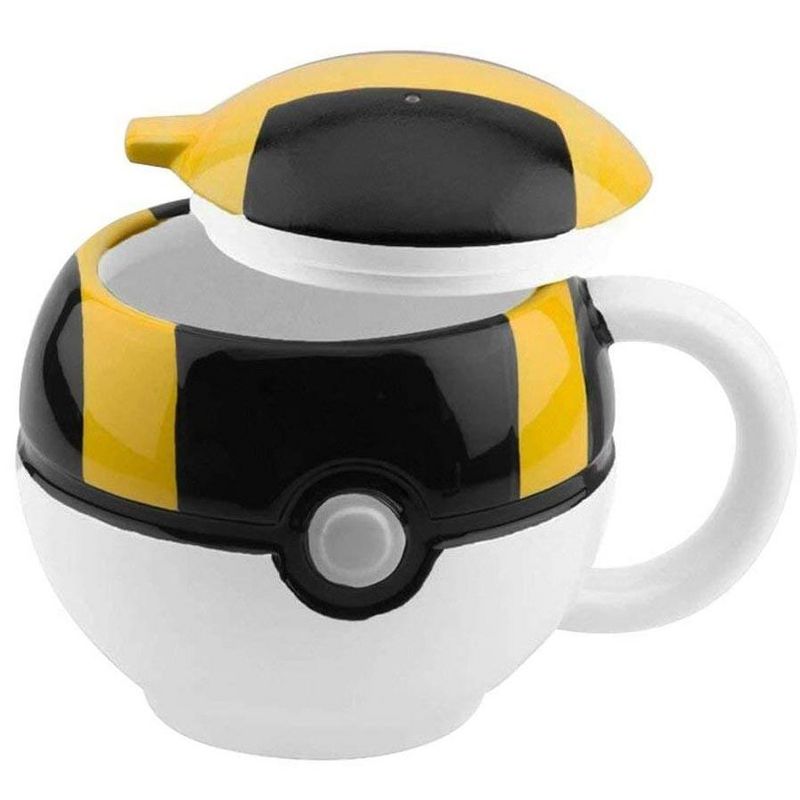 Just Funky Pokemon GO Ultra Ball 16oz Ceramic Molded Coffee Mug w/ Lid