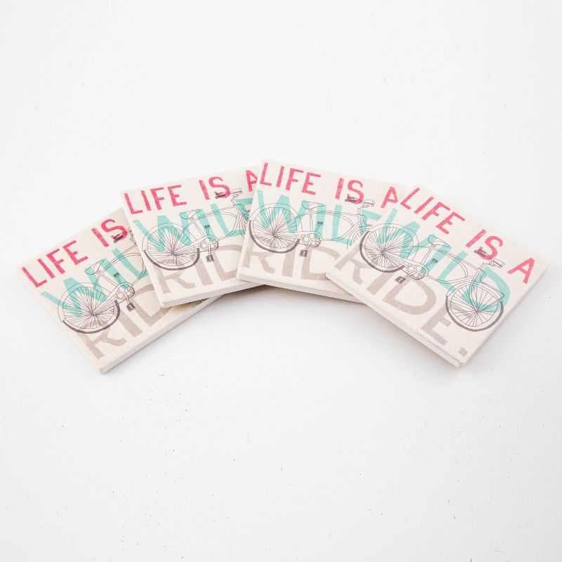 4pk Ceramic Wild Ride Bicycle Print Coasters - Thirstystone