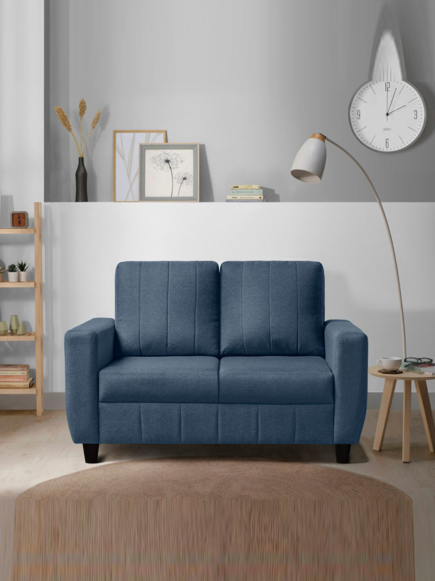 Durian Berry Black Premium Leatherette 2 Seater Sofa