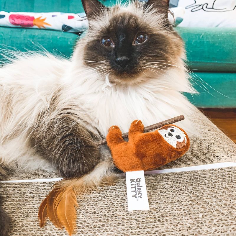 Quirky Kitty Silvervine Stick Sloth Cat Toy - Brown