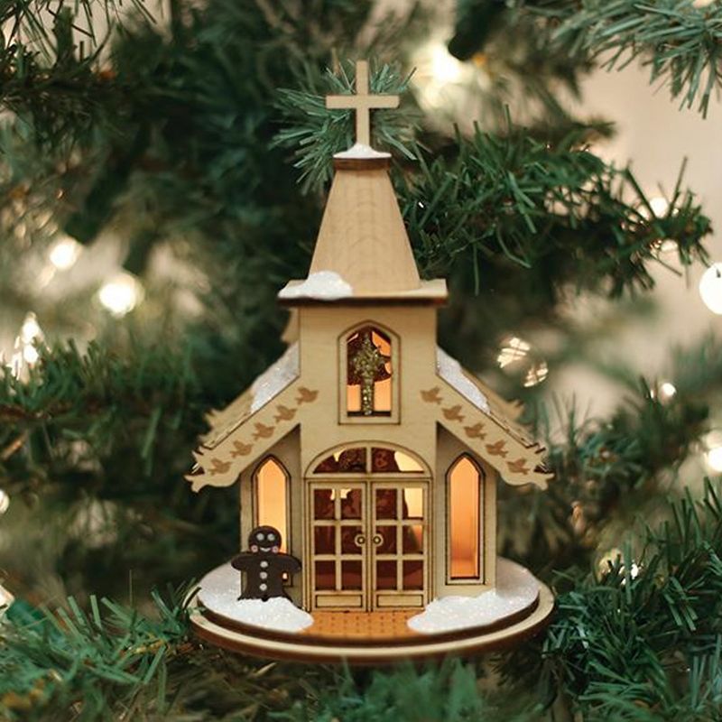 Ginger Cottages 4.75" Nativity Chapel Ornament Cross  -  Tree Ornaments