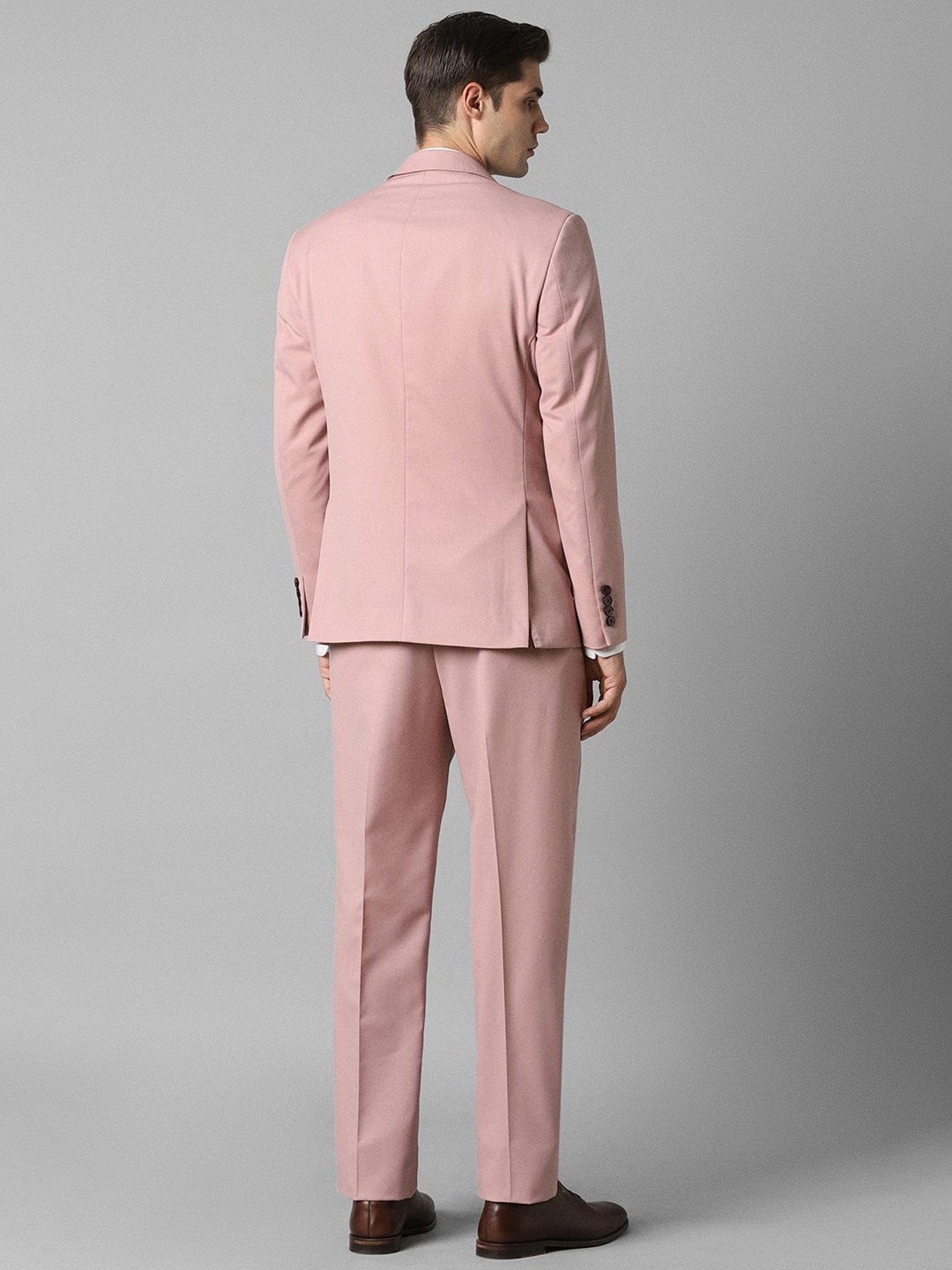 Louis Philippe Pink Slim Fit Three Piece Suit