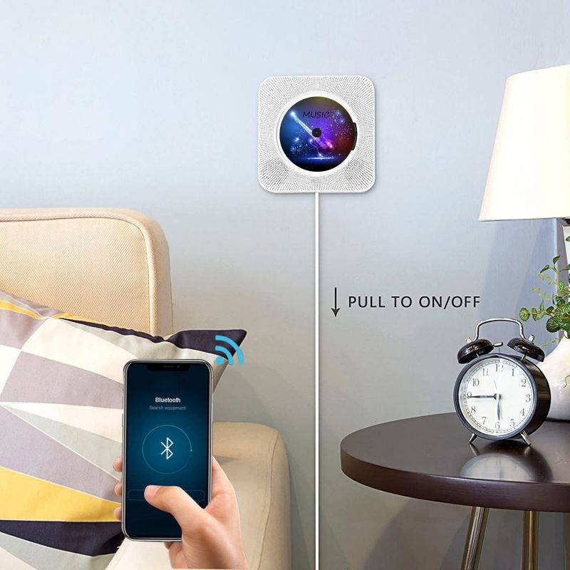 AONCO Portable CD Player, Bluetooth Wall Mountable CD Music Player Home Audio Boombox with Remote Control FM Radio Built-in HiFi Speakers, MP3 Headphone Jack AUX Input Output, White