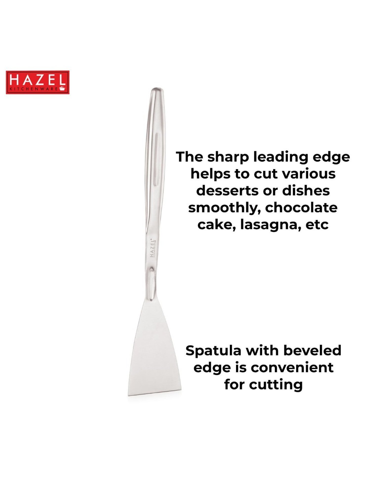 HAZEL Silver Stainless Steel Spatula with Beveled Edge
