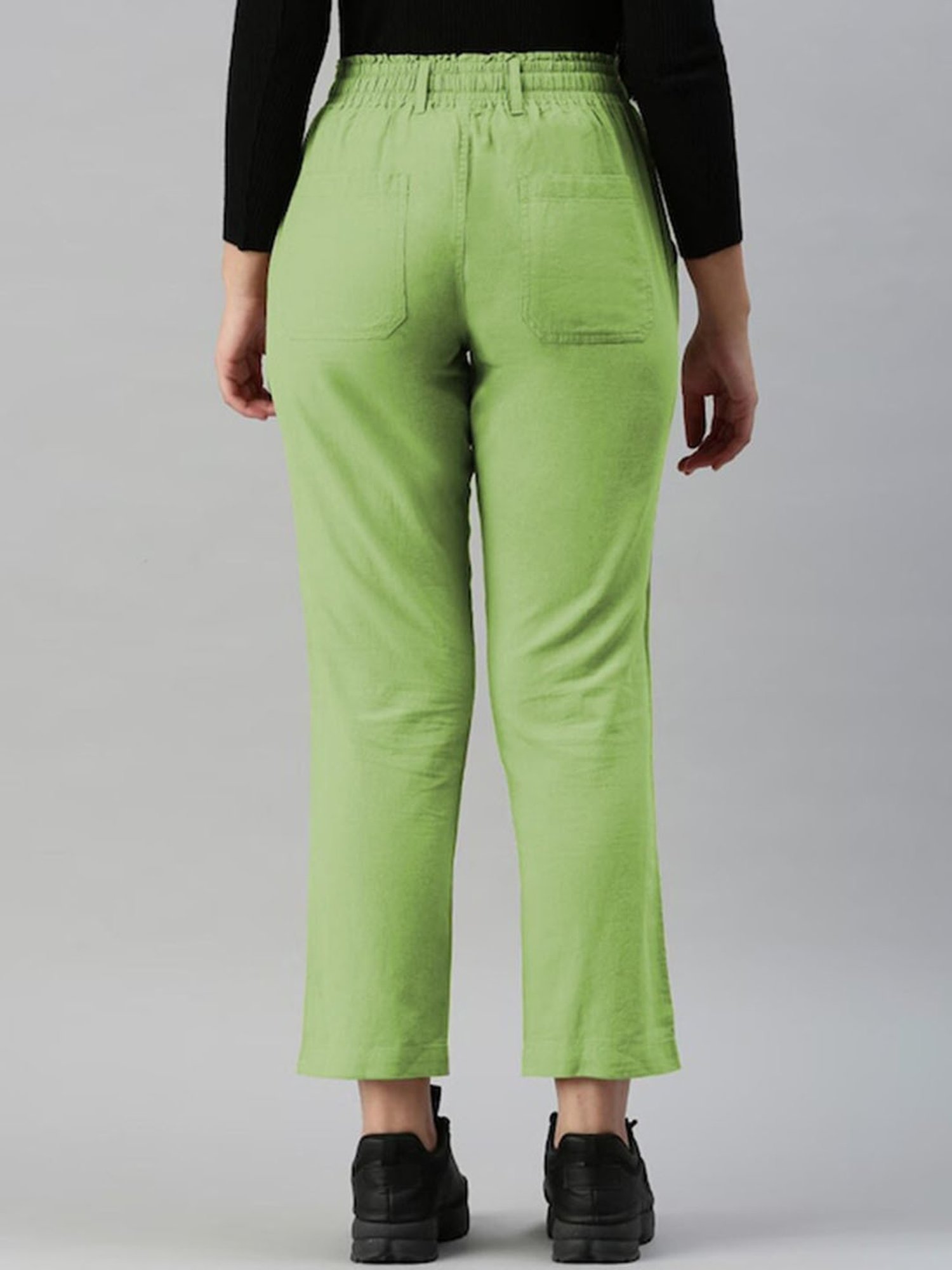IVOC Lime Green Regular Fit Mid Rise Trousers