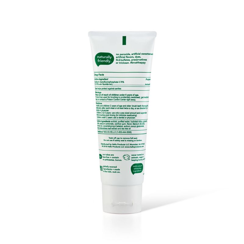 hello Naturally Whitening Fluoride Toothpaste with Farm Fresh Mint SLS Free + Vegan - 4.7oz/4pk