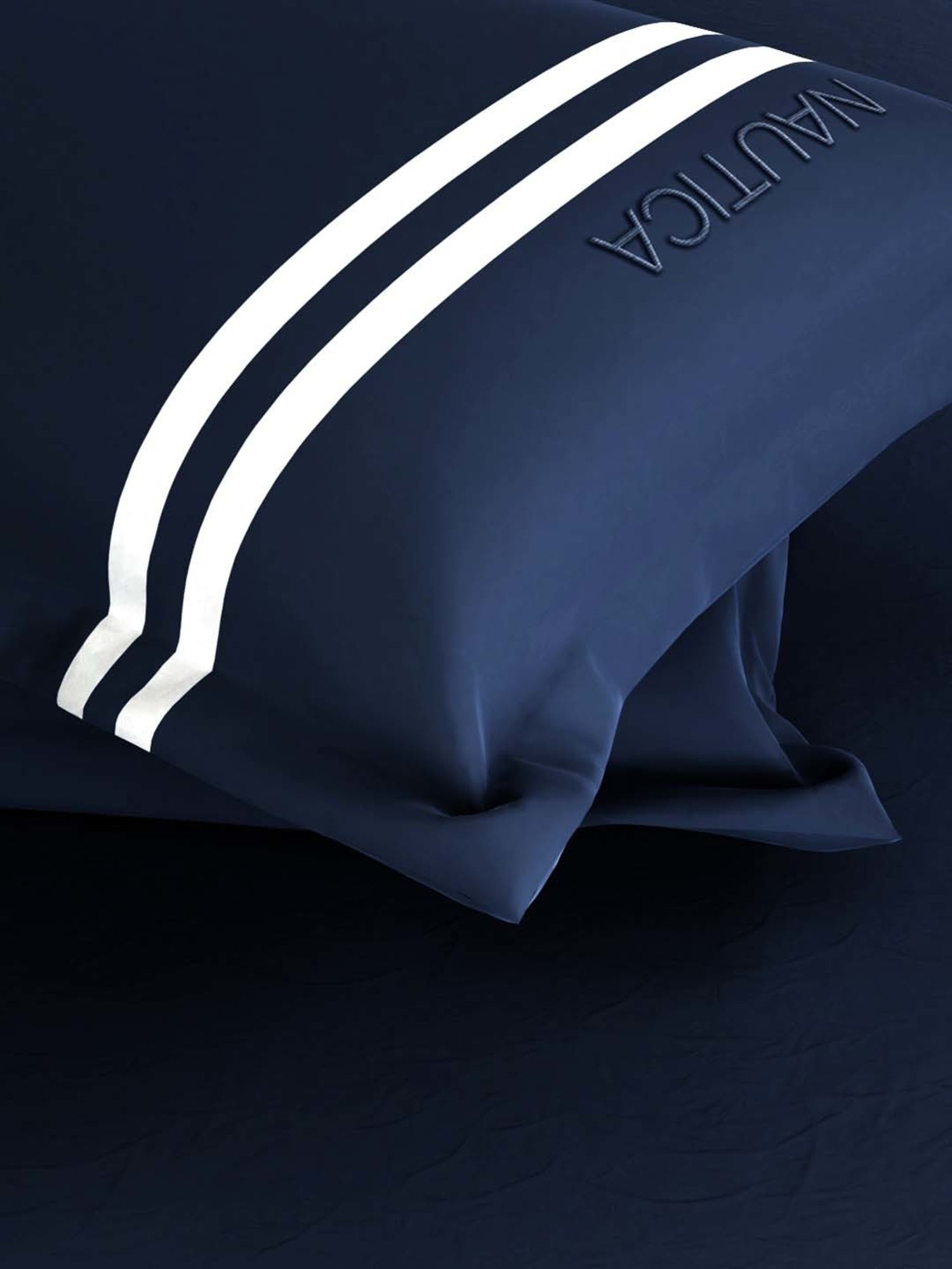 NAUTICA Coastal Stripes Navy & White Cotton Super King Size Bed Sheet With Pillow Covers