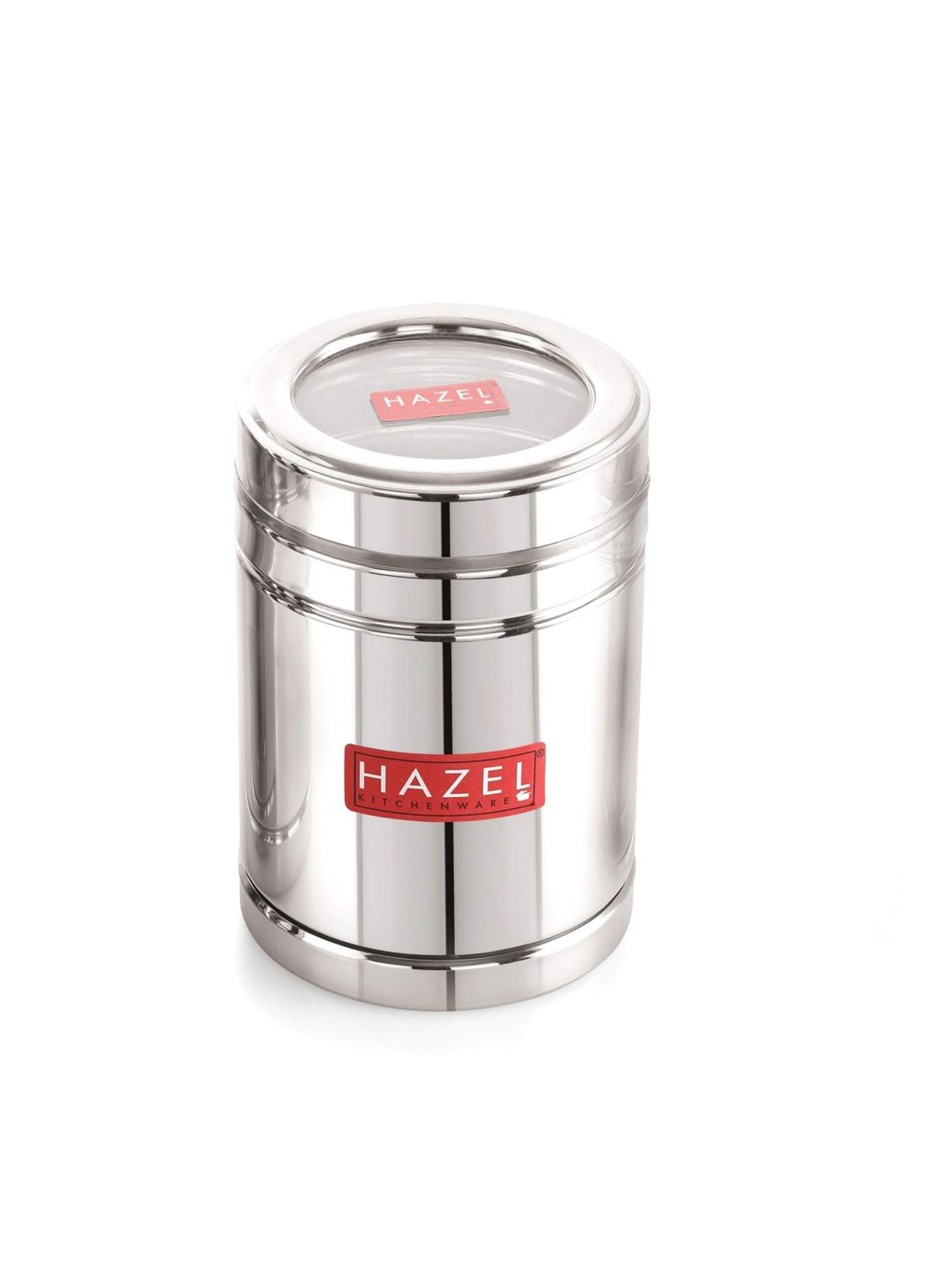 HAZEL Silver Stainless Steel Container with Transparent Lid (1L)
