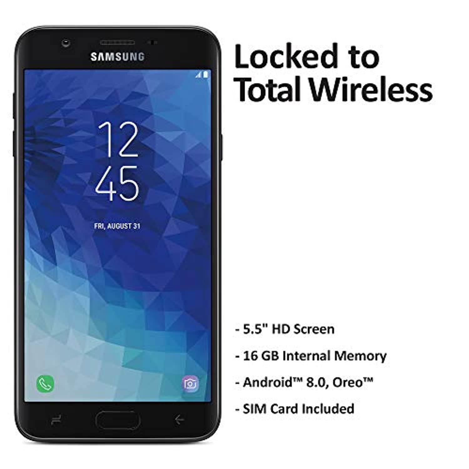 Total Wireless Samsung Galaxy J7 Crown 4G LTE Prepaid Smartphone (Locked) - Black - 16GB - Sim Card Included - CDMA (TWSAS767VCP)