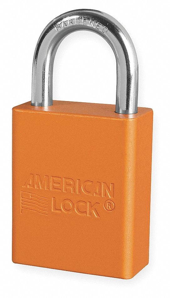 Anodized Aluminum Padlock, Orange, Key Alk