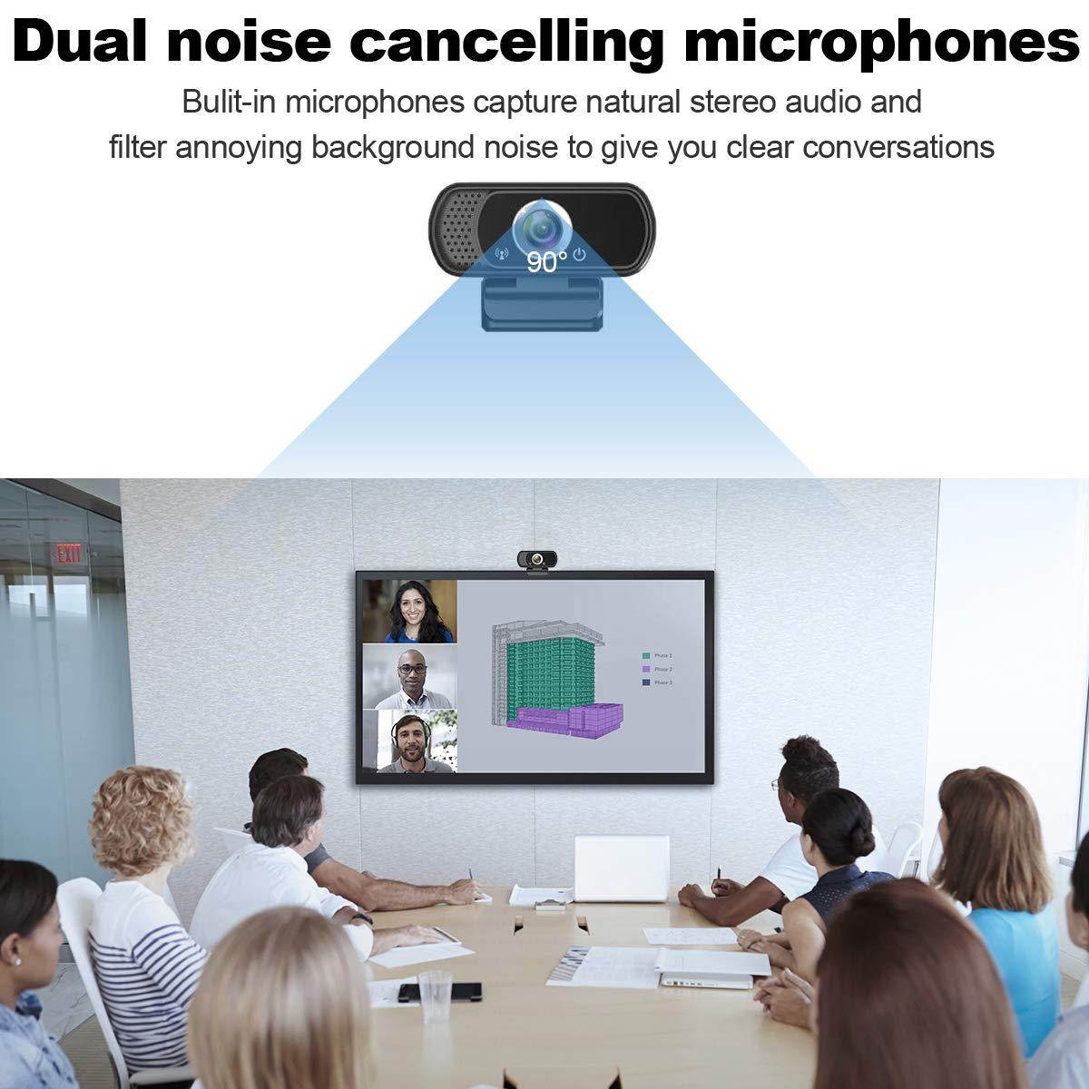 HD Webcam 1080P,Live Streaming Webcam USB Plug and Play Web Camera for PC Laptop Desktop,90-degree Wide Angle Webcam with Microphone for Video Conference Recording Gaming Skype XBox One OBS