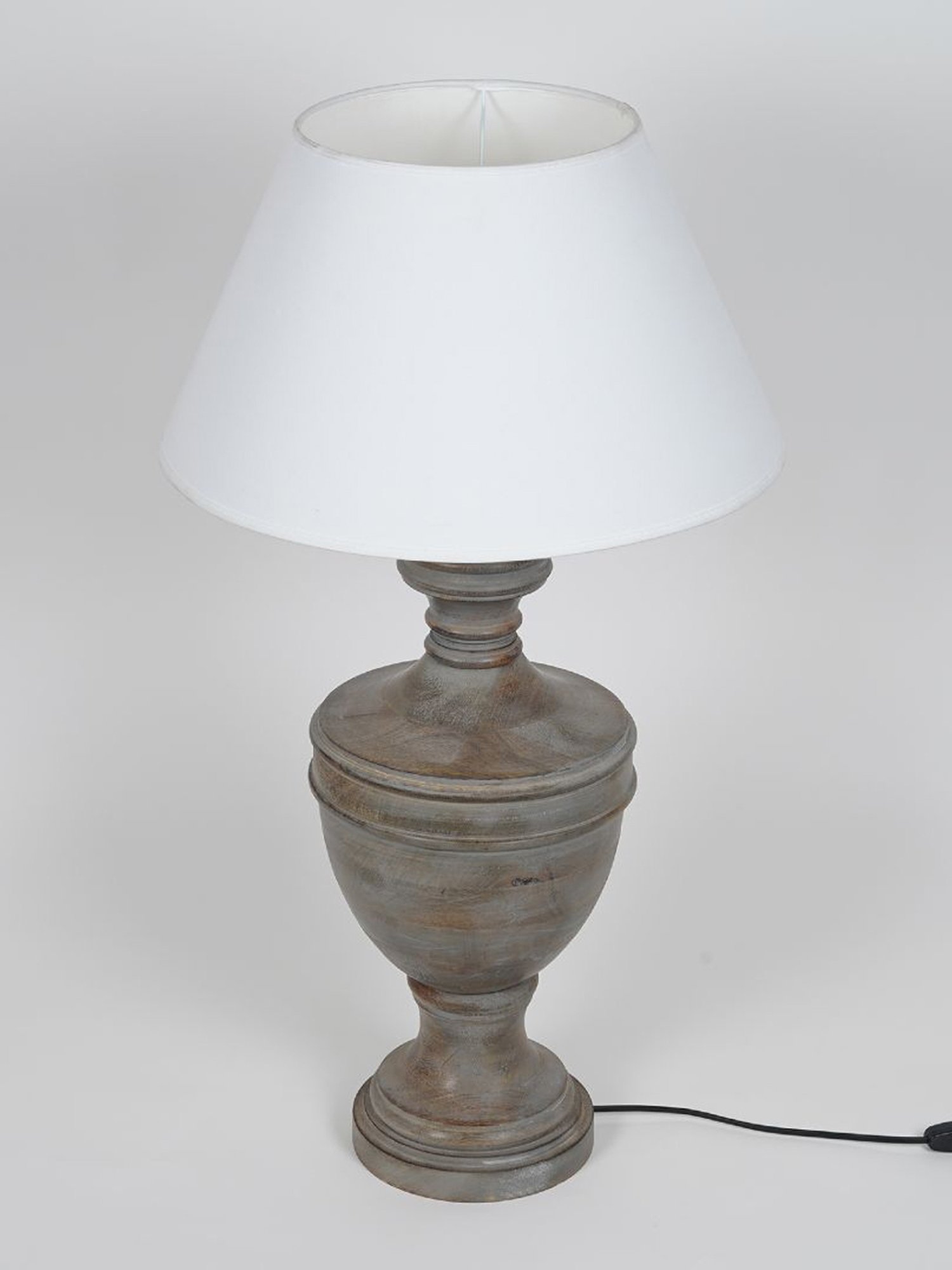 Kapoor Lamp Shades Grey & White Wood Son Cotton Shade Table Lamp