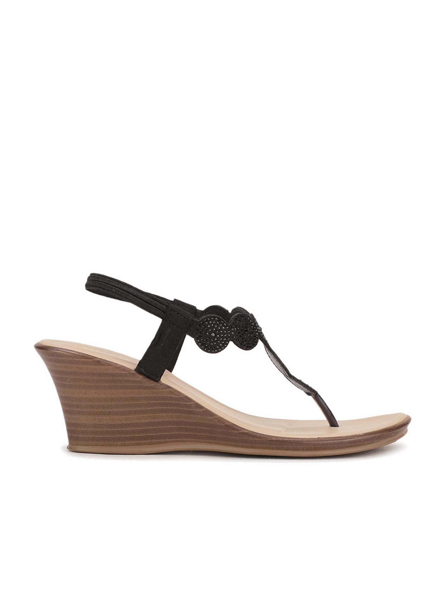 Bata Women's Black Sling Back Wedges