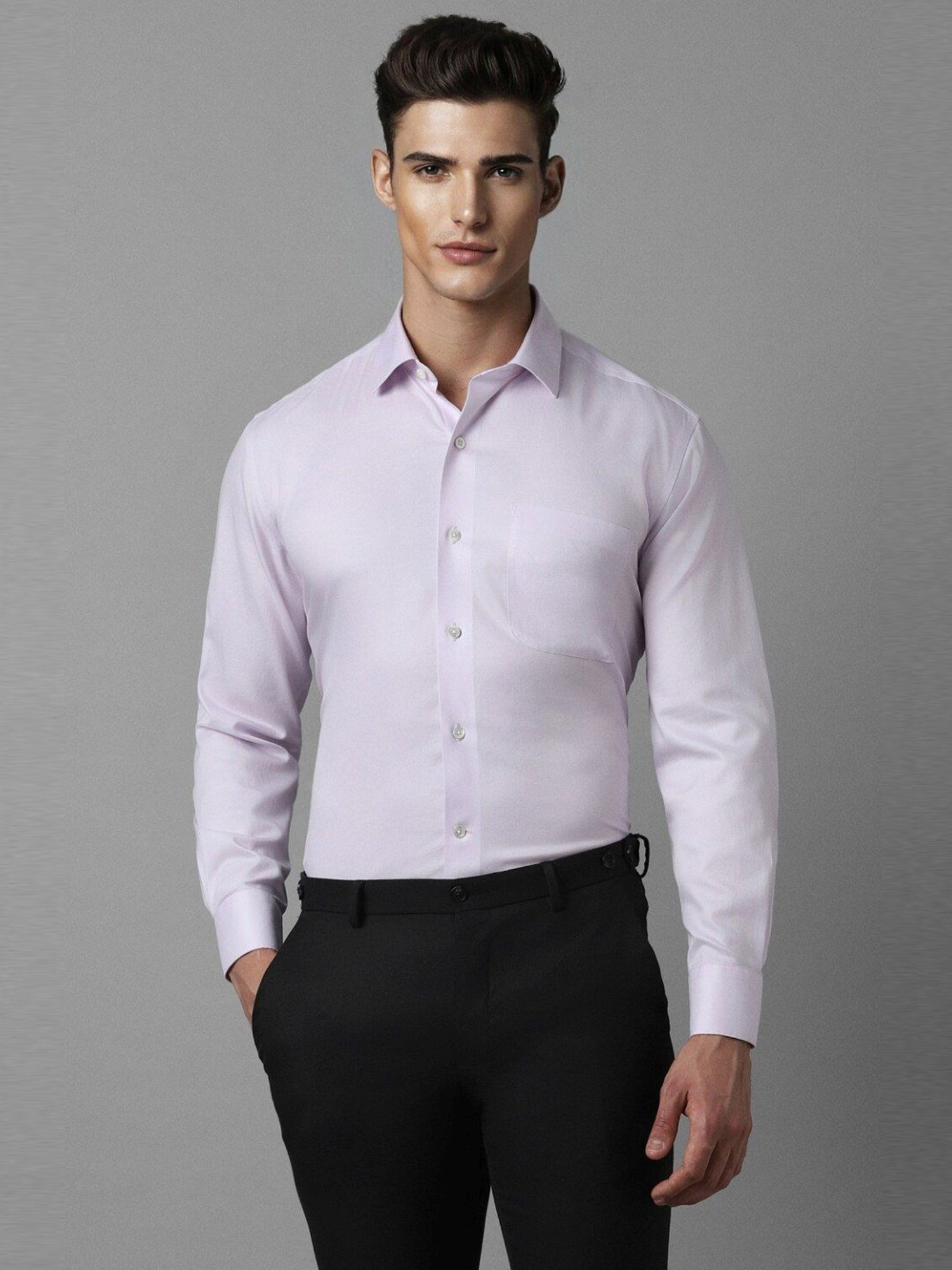 Luxure By Louis Philippe Lilac Cotton Regular Fit Shirt