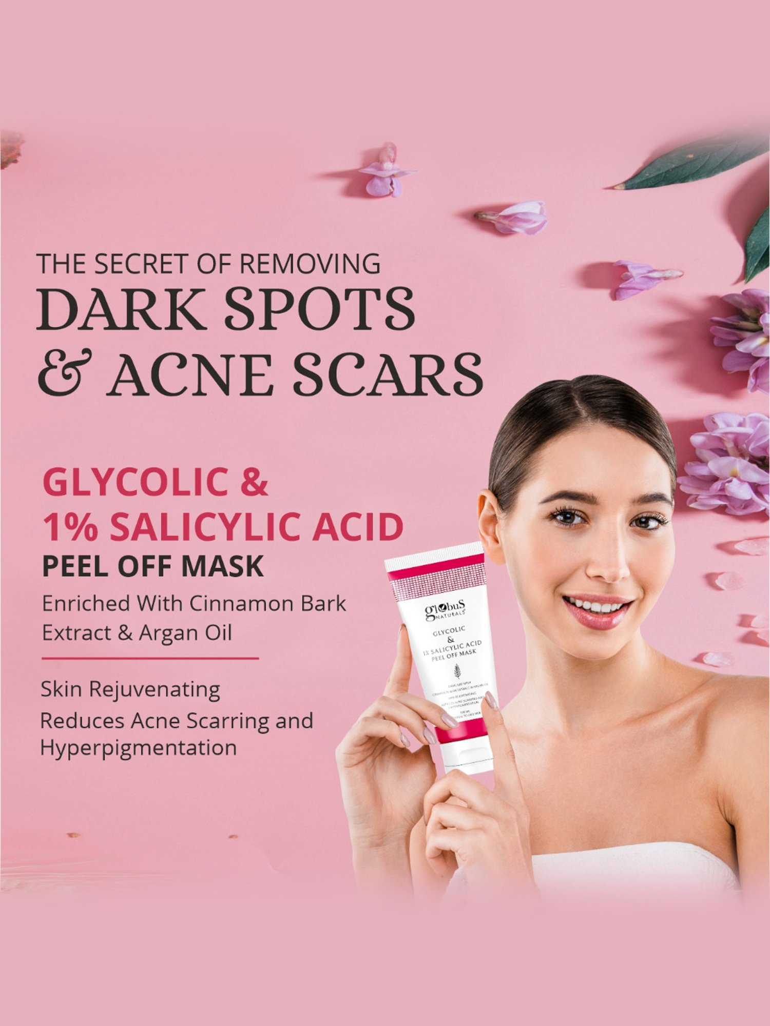 Globus Naturals Glycolic & 1% Salicylic Acid & Gold Peel-Off Mask Combo