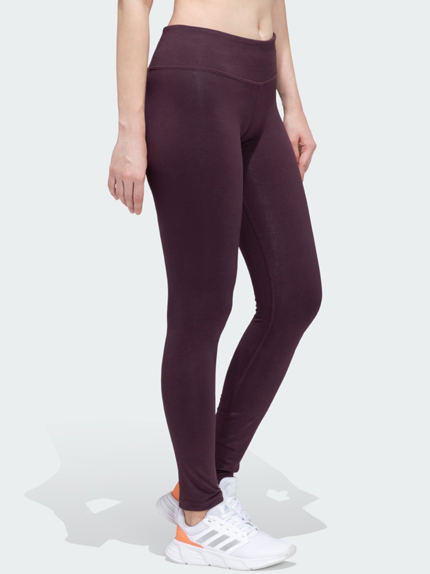 adidas Purple Cotton Logo Print Sports Tights